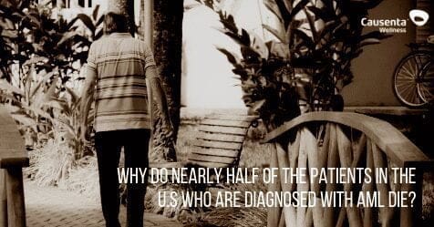 Why do nearly half of the patients in the U.S who are diagnosed with AML die?