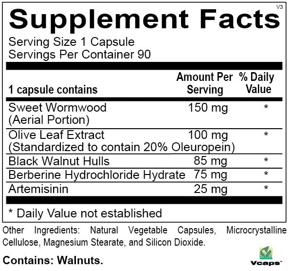 Gut Health Cleanse Wormwood, Olive Leaf Extract and Berberine