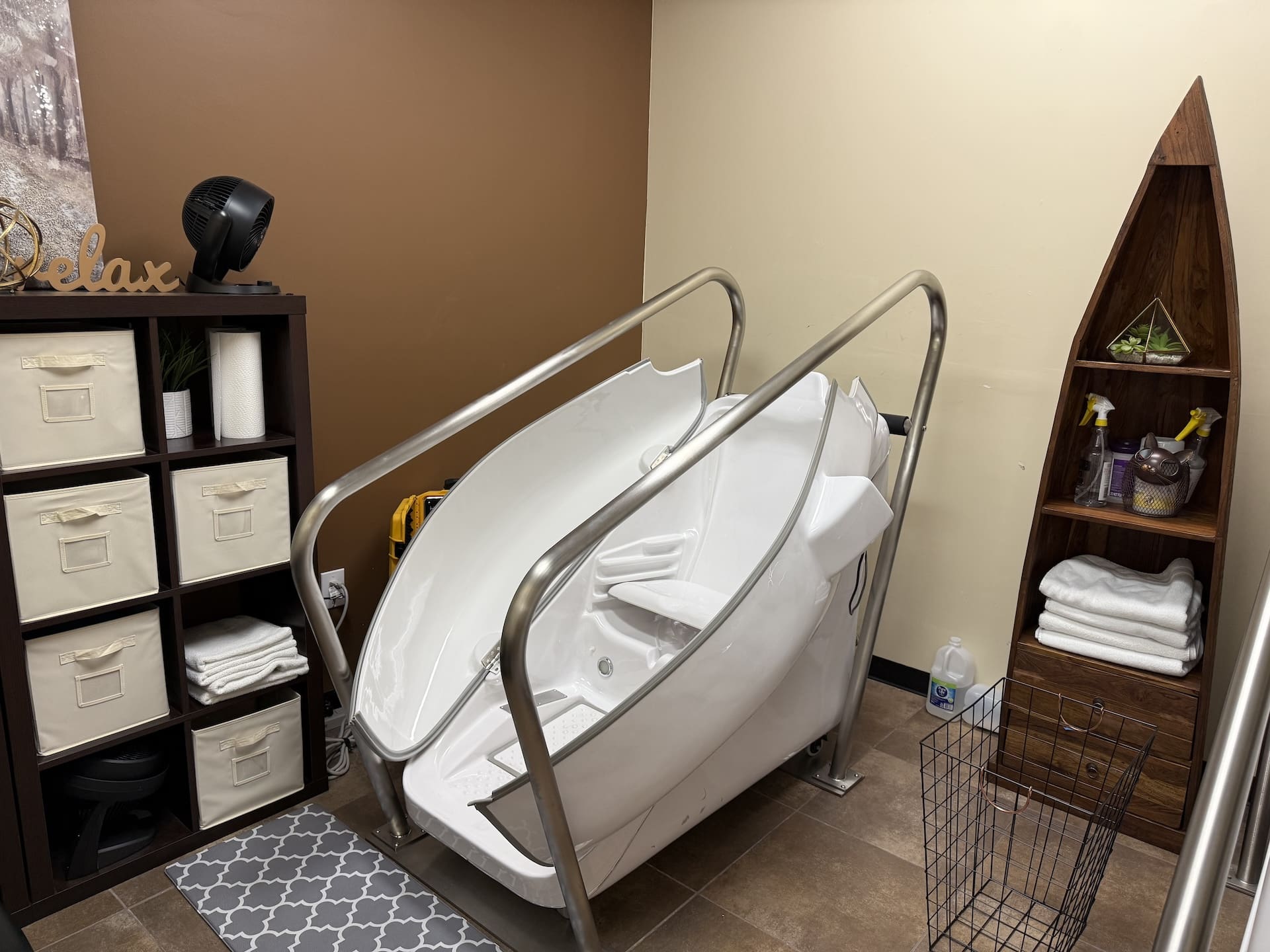 HOCATT machine in a room with shelves and decor